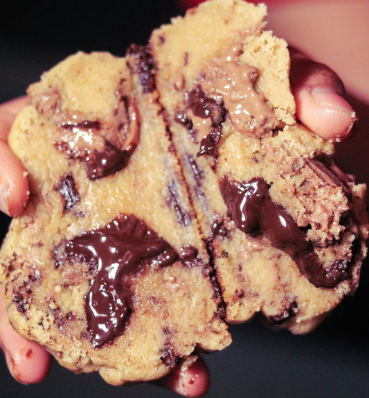 OG Chocolate Chunk Cookie. MAde with brown butter and belgian milk and dark chocolate chunks. It is over half a pound in weight. 